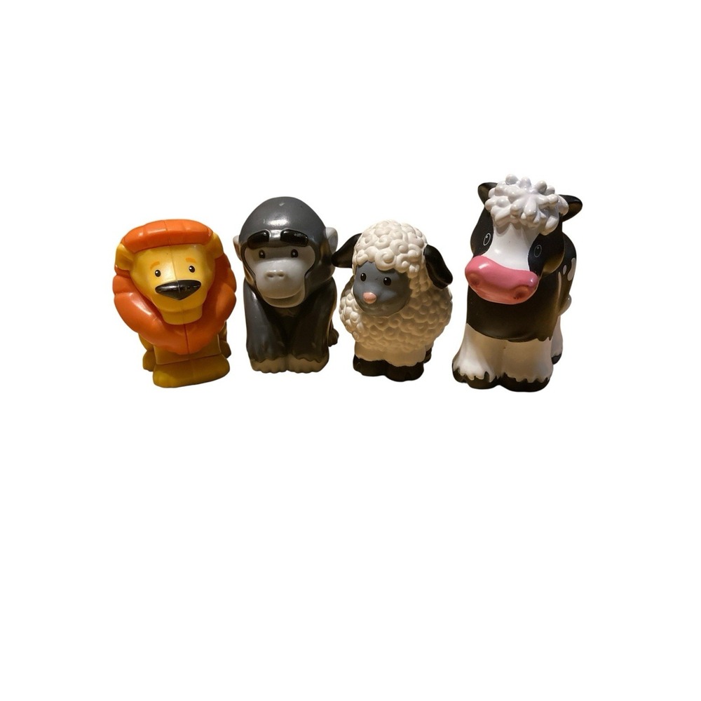 Little People Lot Of 4 Animals Lion Gorilla‎ Sheep Cow Farm Safari Jungle